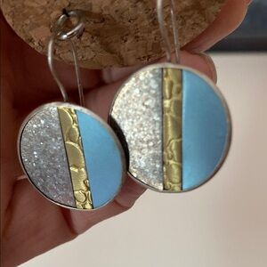 Elegant Blue and Gold Earrings